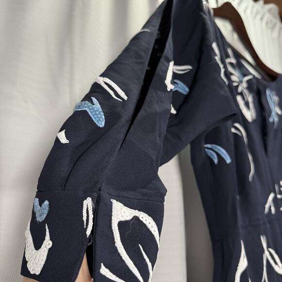 Ralph Lauren Purple Label Navy Blue Embellished Crepe Hollins Jumpsuit Size 8 - Picture 5 of 12